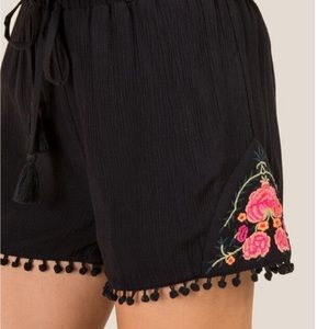 Black embroidered summer shorts. Never worn NWOT.